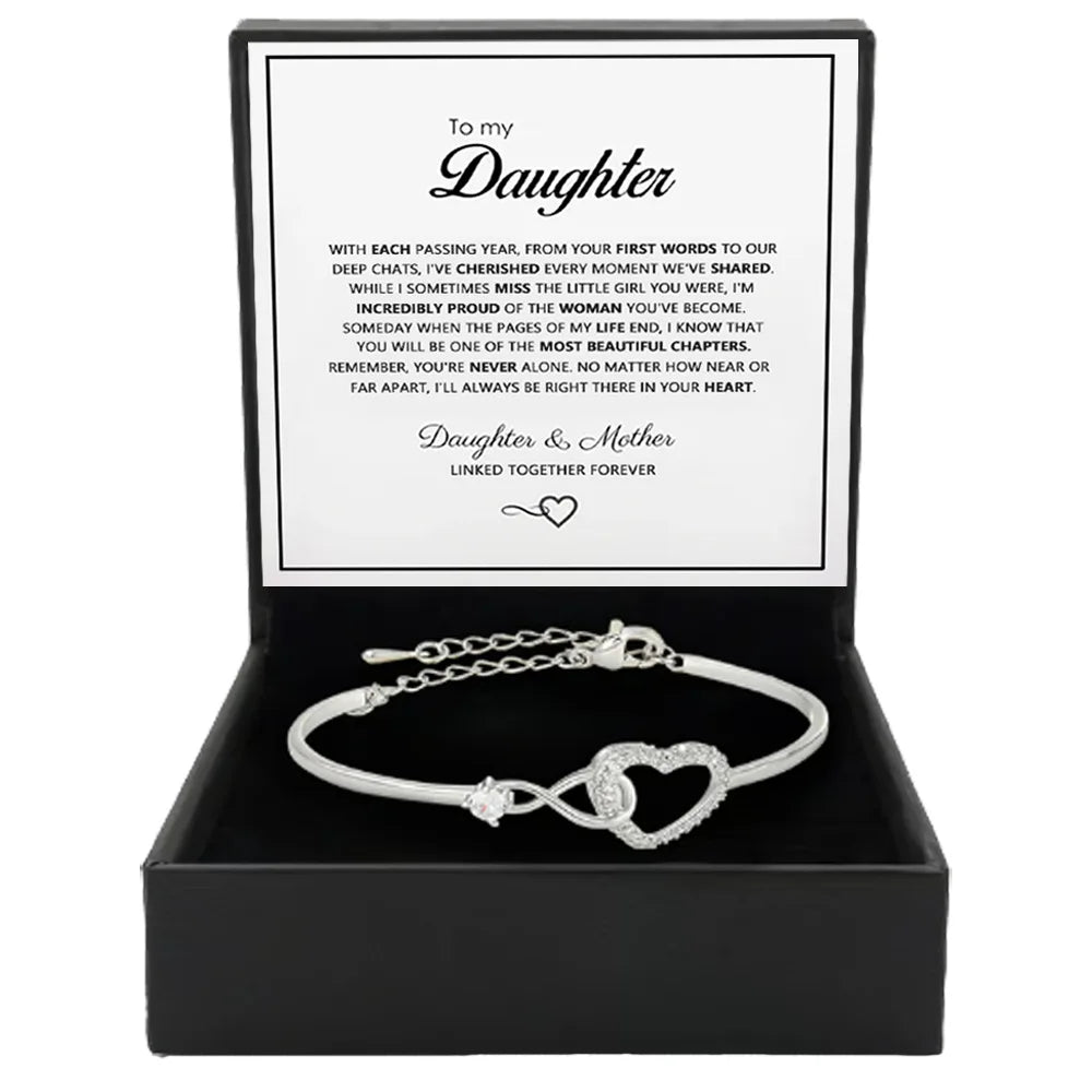 Infinite Love Heart Zircon Crystal Bangle 18K Gold Plated