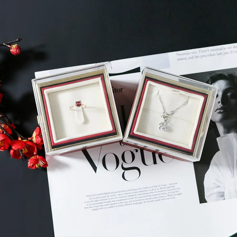 I Love You in 100 Languages Projection Necklace With Rotating Rose Gift Box Set