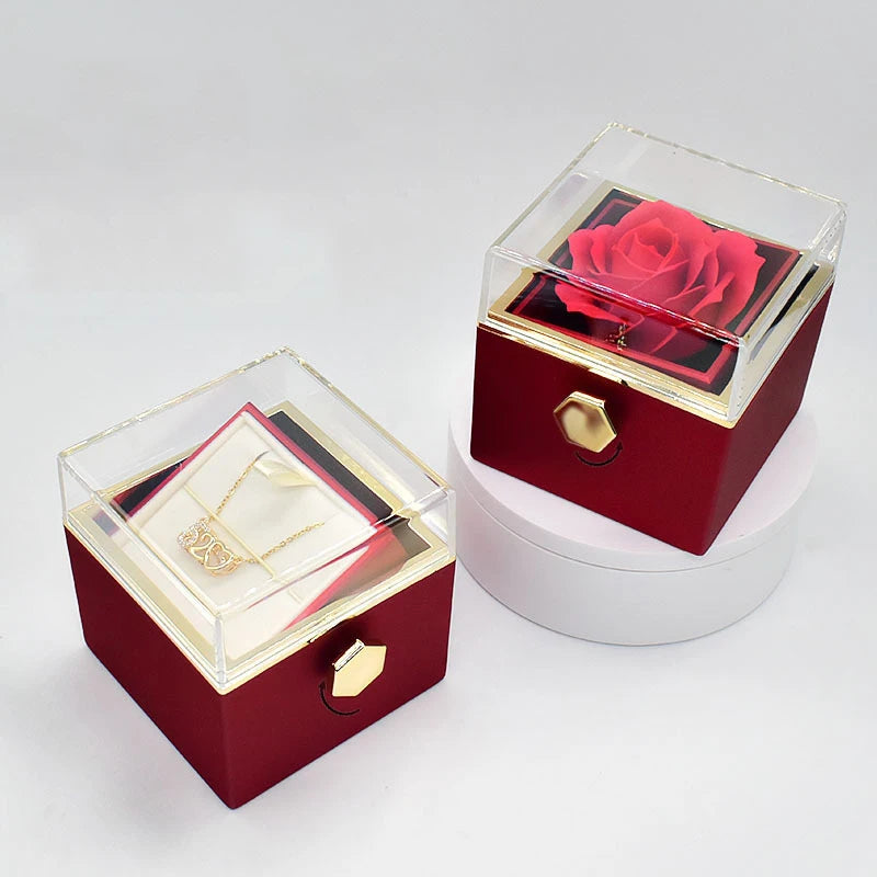 I Love You in 100 Languages Projection Necklace With Rotating Rose Gift Box Set