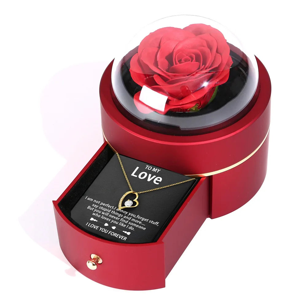 To My Love - Valentine’s Day Rose Heart Necklace Gift Box