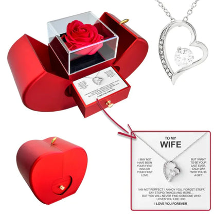 To My Wife - Valentine’s Day Luxury Heart Necklace Gift Box Set