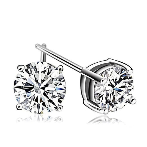 Gold & Silver Zircon Stud Earrings
