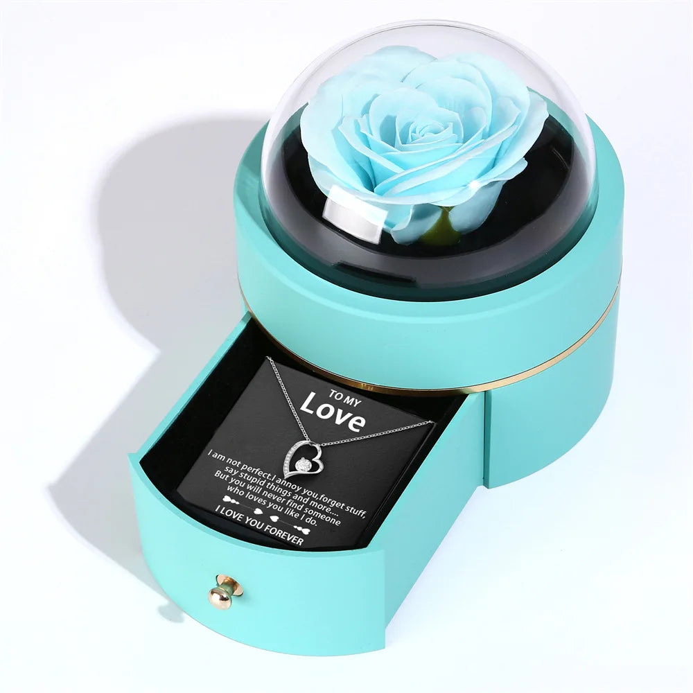 To My Love - Valentine’s Day Rose Heart Necklace Gift Box