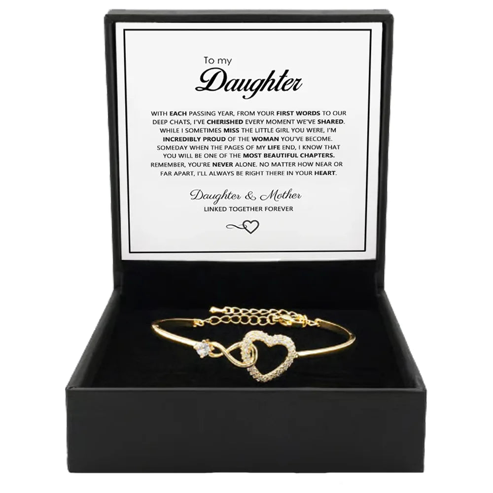 Infinite Love Heart Zircon Crystal Bangle 18K Gold Plated