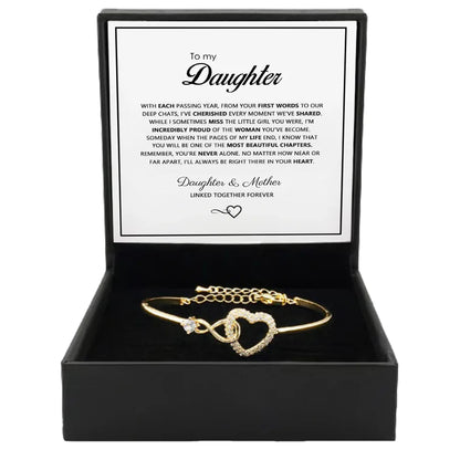 Infinite Love Heart Zircon Crystal Bangle 18K Gold Plated