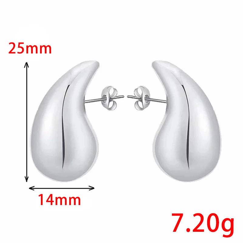 925 Sterling Silver Gold Teardrop Chunky Bottega Stud Earring