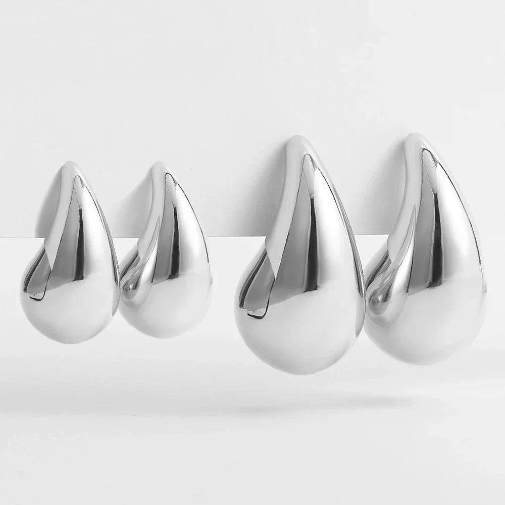 925 Sterling Silver Gold Teardrop Chunky Bottega Stud Earring