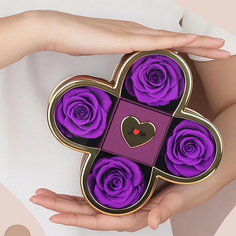 Linked Hearts Four Roses Jewelry Box Set