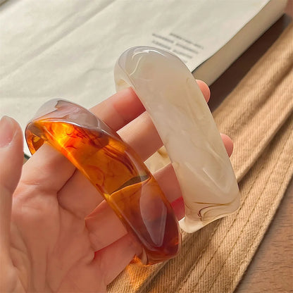 Exaggerated Polygonal Translucent Crude Thick Bangles