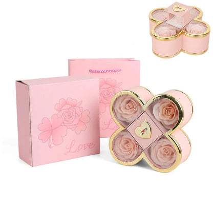 Linked Hearts Four Roses Jewelry Box Set