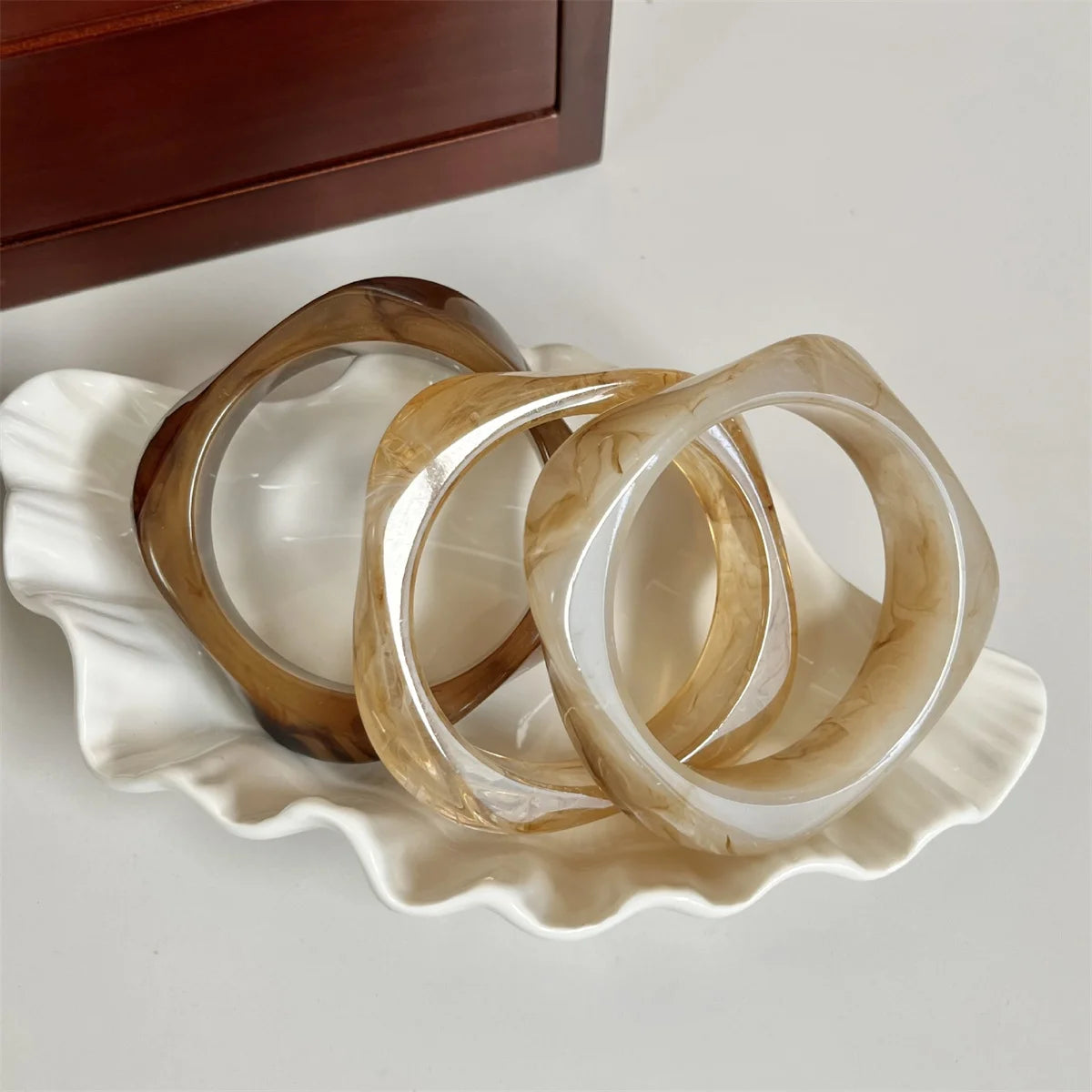 Exaggerated Polygonal Translucent Crude Thick Bangles