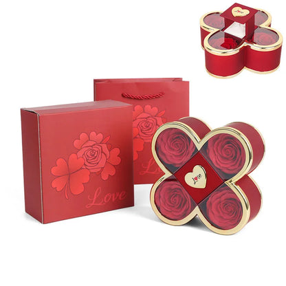 Linked Hearts Four Roses Jewelry Box Set