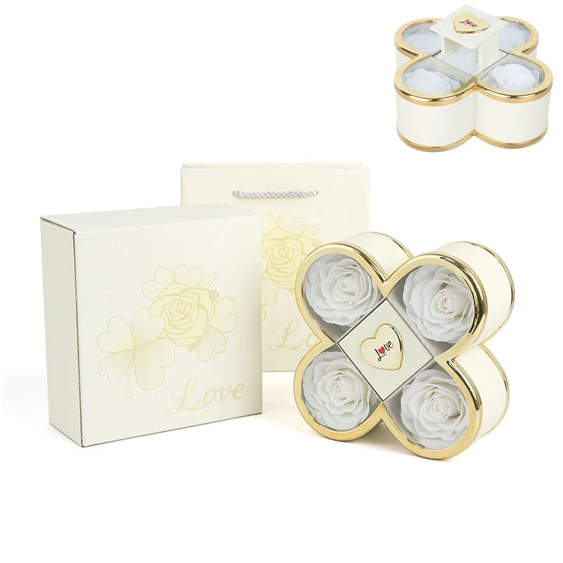 Linked Hearts Four Roses Jewelry Box Set