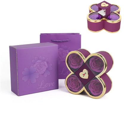 Linked Hearts Four Roses Jewelry Box Set
