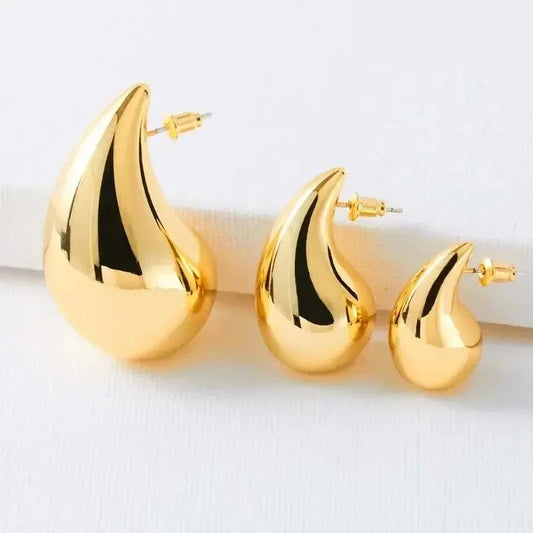 925 Sterling Silver Gold Teardrop Chunky Bottega Stud Earring