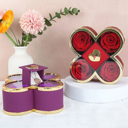 Linked Hearts Four Roses Jewelry Box Set