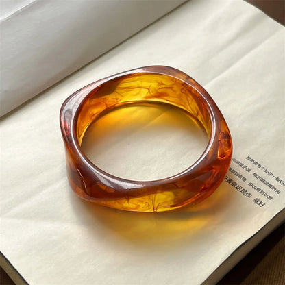 Exaggerated Polygonal Translucent Crude Thick Bangles