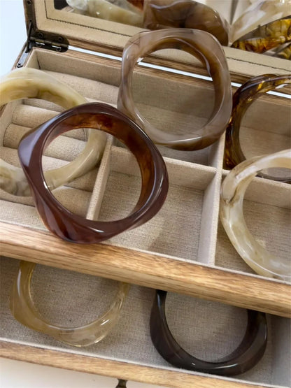 Exaggerated Polygonal Translucent Crude Thick Bangles