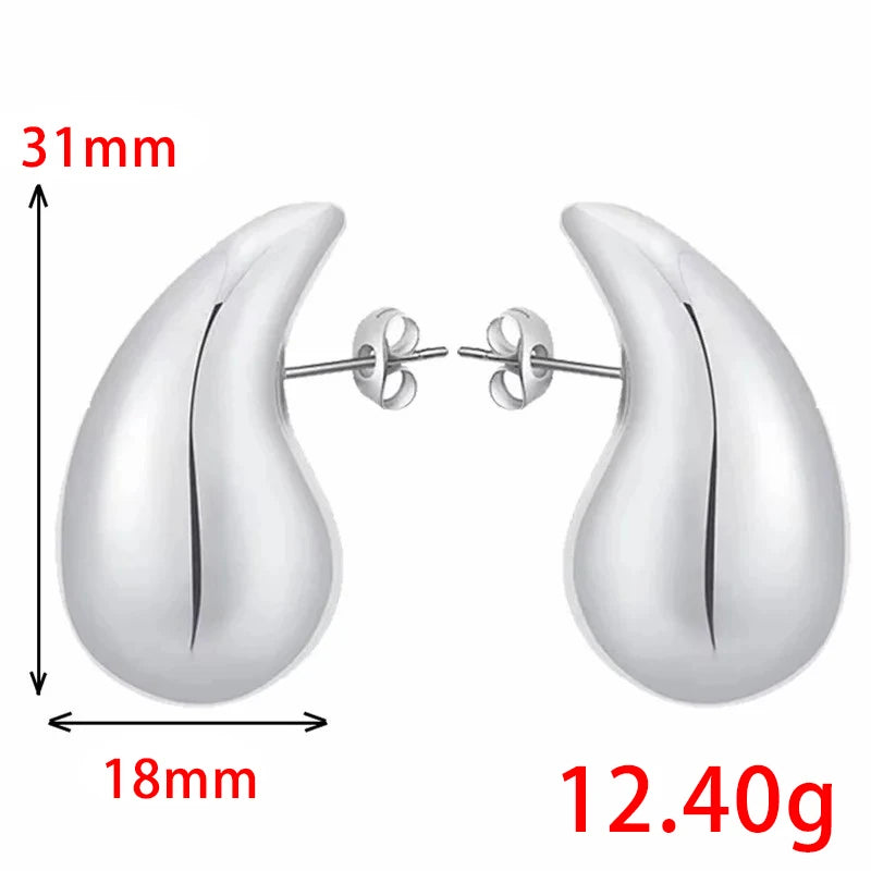 925 Sterling Silver Gold Teardrop Chunky Bottega Stud Earring