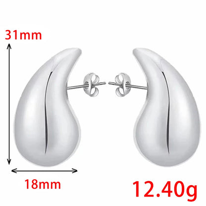 925 Sterling Silver Gold Teardrop Chunky Bottega Stud Earring