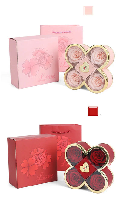 Linked Hearts Four Roses Jewelry Box Set