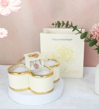 Linked Hearts Four Roses Jewelry Box Set