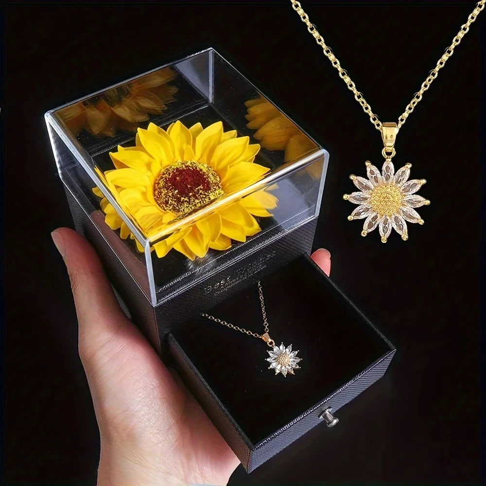 Sunflower Necklace Gift Box Set