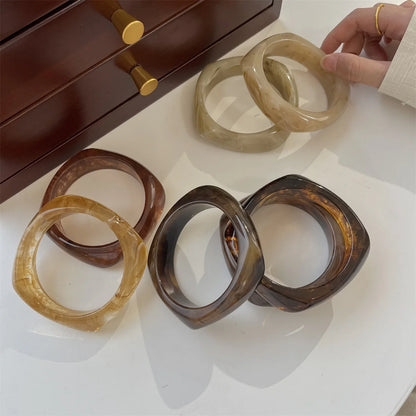 Exaggerated Polygonal Translucent Crude Thick Bangles