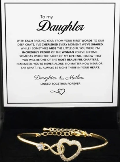 Infinite Love Heart Zircon Crystal Bangle 18K Gold Plated