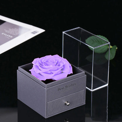 Purple Zircon Heart Pendant Necklace With Rose Box Set