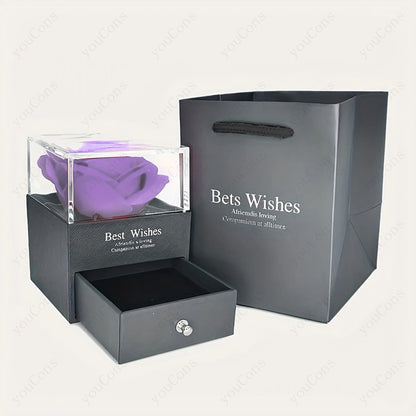 Purple Zircon Heart Pendant Necklace With Rose Box Set