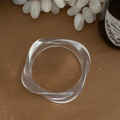 Exaggerated Polygonal Translucent Crude Thick Bangles