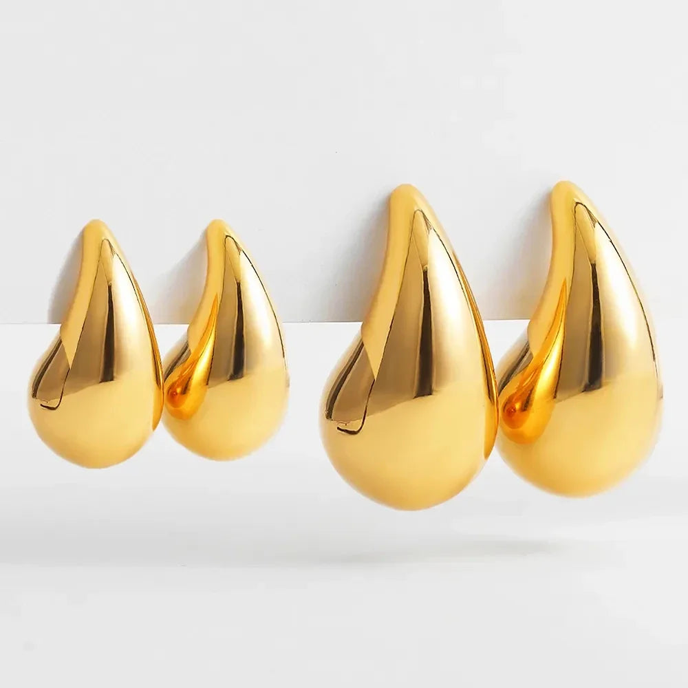 925 Sterling Silver Gold Teardrop Chunky Bottega Stud Earring